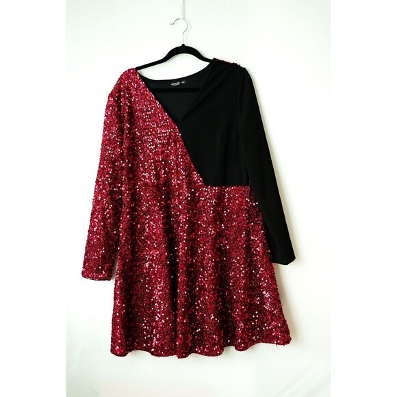 Shein Curve womens red black sequin Dress 4 XL party NYE holiday cocktail event - Picture 1 of 6